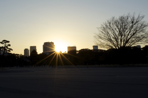 皇居で撮影した夕日